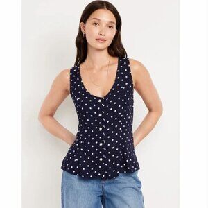 Old Navy Polka Dot Button-Down Crepe Swing Top Size Small